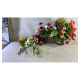 Artificial Flower Arrangements in Glass Vases