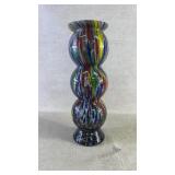 Colorful Handblown Glass Vase with Abstract Design