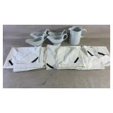 Crate & Barrel Porcelain Set w/ Ralph Lauren Linen