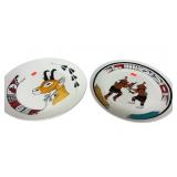 2 Native American Hand Painted and Signed Plates