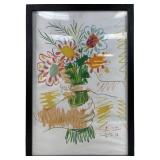 Pablo Picasso "Flowers and Hands" Framed