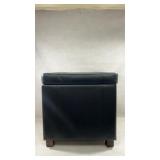 black faux leather square storage ottoman