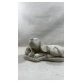 cast stone or concrete reclining dog garden statue
