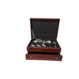 Wooden Silverware Chest with Serving Utensils,