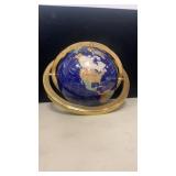 Blue Lapis Globe With Brass Meridian And Base