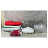 Juice Pitchers, Plastic Bowls, Table Linens,