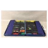 Vintage matchbox case and vintage cars