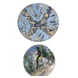 (2) Signed Handmade enamel on copper Plates