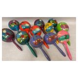 12 Mexican Hand Painted Maracas