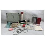 collection of vintage magic trick props and