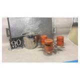 Vintage Aluminum Serving Tray, Acrylic Napkin Hold