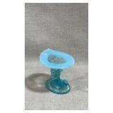 Fenton blue opalescent hobnail cornucopia