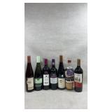 Collection of wine and vodka alcohol bottles