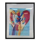 Peter Max "Angel With Heart" Fine Print On Canvas