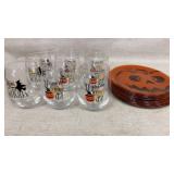 9 halloween glasses 5", 10" diameter plates
