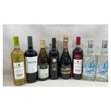 Collection of wine and tequila bottles