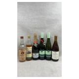 Collection of wine and vodka alcohol bottles