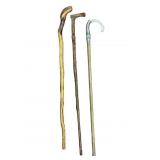 3 Vintage Wood Walking Canes