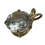 Ladies 14k Yellow Gold solitaire round CZ Pendant