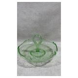 vintage green glass center-handle serving tray