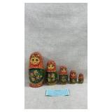 vintage hand-painted Russian nesting doll set