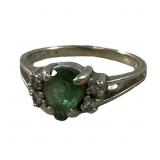 14k White Gold Gemstone & Diamond Ring