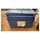 4 Large Blue Lidded Totes