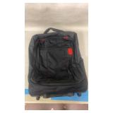 Black Liora Rolling Duffel Bag with Red Interior