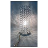 Cylindrical Crystal and Metal Table Lamp