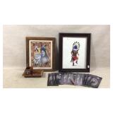 Native American Artwork and Ceramic Holder Set