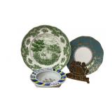 Vintage Solid Brass Menorah, Naaman porcelain