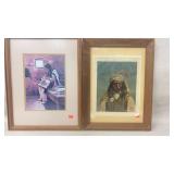 2 Framed Native American Indian Prints RAY SWANSEN