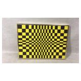 Framed Optical Illusion Artwork in Yellow & Black