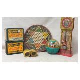 Vintage Mattel Wind-up Clock, Binoculars,