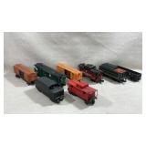 vintage Lionel and Marx model train cars,