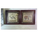 Two framed tapestries of an elephant and camel
