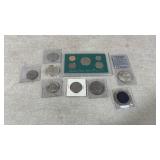 Coins and a United States Mint Proof Set