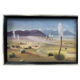 Arline Signed Desert Landscape Oil On Board