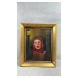 vintage framed oil painting depicting a child
