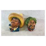 (2) Vintage Bossons Chalkware Heads