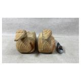 Two Wooden Duck Decoys and Miniature Duck