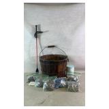 Old Wooden Apple Bucket ,Horse Riding Crop Whip