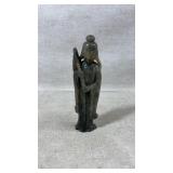 Carved Dark Jade Figure of Monk with Staff, 6.5 In