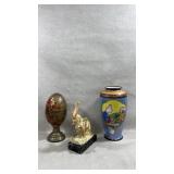 vintage cloisonnï¿½ enameled brass egg trinket