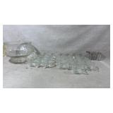 Clear Glass Punch Bowl Set With Cups and Accessori