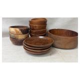 Handcrafted Teak and Acacia Snack Bowls, Plates,