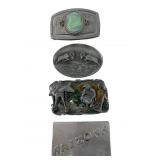 (4) Vintage Nickel Silver & Pewter Belt Buckles