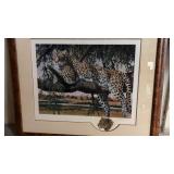 Signed Colored Print of a Leopard painting by