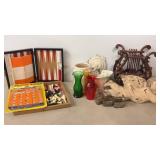 Vintage Cast Metal Lyre-Shaped Rack, Antique