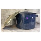 Blue and White Speckled Vintage Enamelware used